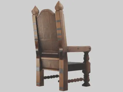Medievalchair Model Low-poly 3D model