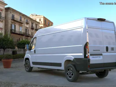 White Fiat Ducato 2025 Medium Van Rigged 3D model