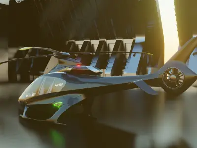 Hill HX50 Concept helicopter Low-poly 3D model