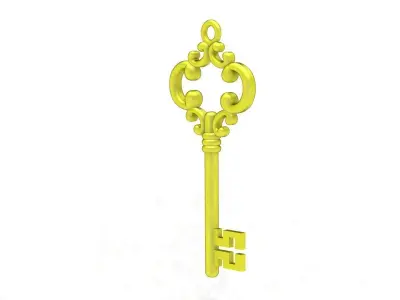 Vintage Ornamental Key Pendant 3D Jewelry Model 6168 3D print model