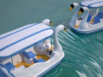 Pedal boat - Swan Low-poly 3D model