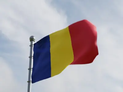 Animated Romania Flags 3D model