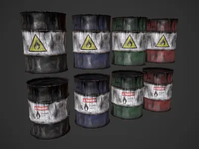 Old oil Barrels Free low-poly 3D model purchase