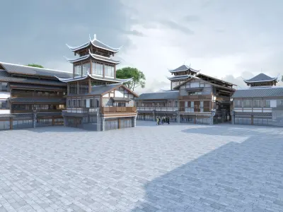 Chinese architecture Low-poly 3D model purchase
