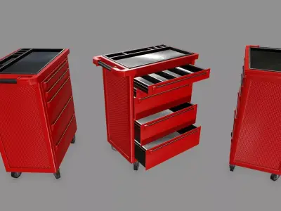 Cupboard tool cart on wheels Low-poly 3D model