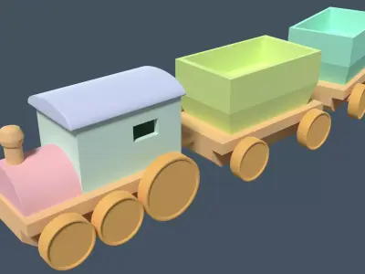 Toy Train Low-poly 3D model 2