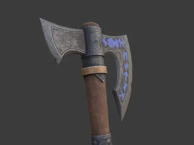 Viking Axe Low-poly 3D model 36