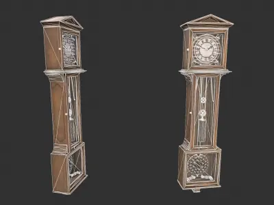 Grandfather Clock Low-poly 3D model
