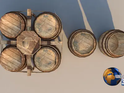 Medieval Barrel 3D Model Low-poly 3D model