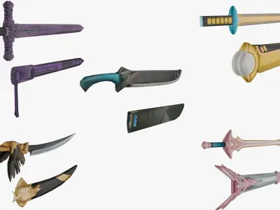 10 Stylized Sword Models Pack 3 - Low Poly Low-poly 3D model
