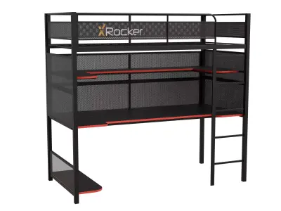 Black Bunk With Desk Low-poly 3D model