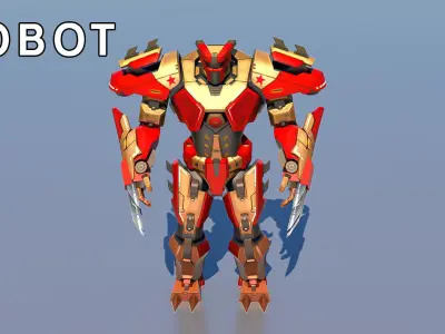 High Poly Hero Robot Rigged and Textured 3D model