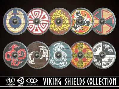 Viking Shields Collection 3 3D Model Pack