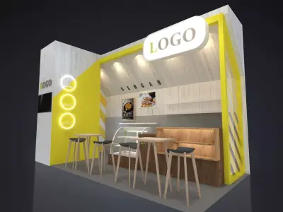  Modern Exhibition Stand - Retail Booth for Expo and Cafe 3D model