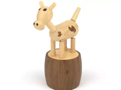 Wooden toy cow 3D model