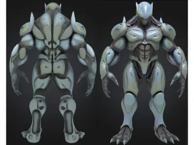 Stylized Alien Brute Armored Guardian Soldier Sci Fi Low-poly 3D model