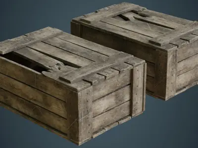 Wooden Box 4C Low-poly 3D model