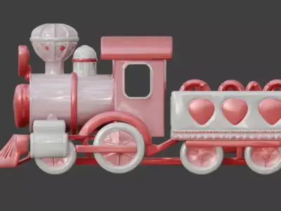 Stylized 3D Valentine  Train Model Low-poly 3D model purchase
