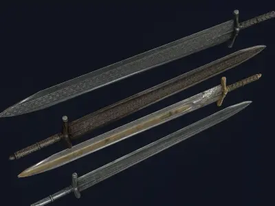 Lich King Heavy Sword Low-poly 3D model