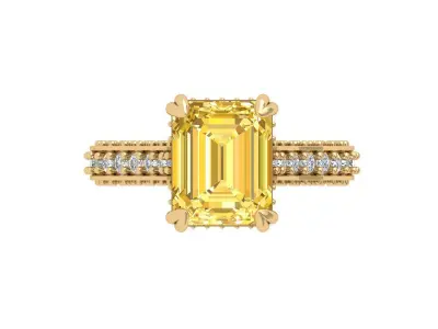 Emerald Art Deco Ring 3D print model 38