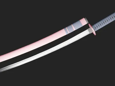 Katana samurai sword Low-poly 3D model 20