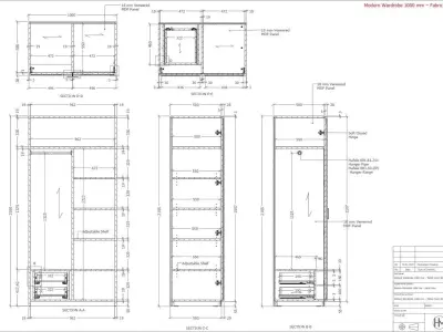 Wardrobe 1000 mm CNC Ready SolidWorks DXF Cut List 3D model