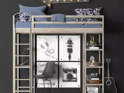 KIERAN STUDY LOFT BED 3D model