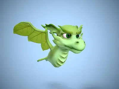 cartoon leaf dragon Low-poly 3D model