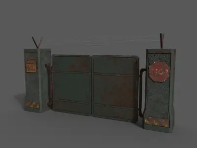 Concrete Gate Barricade Barrel  3D Model Pack