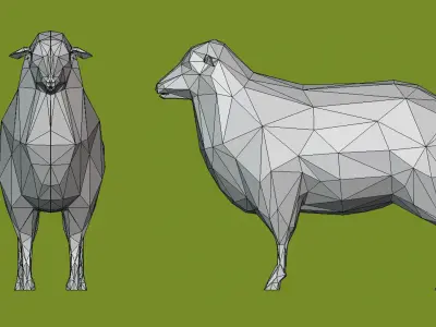 low poly sheep polygonal 3D model