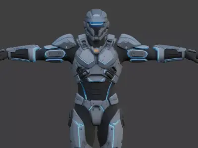 Futuristic Sci-Fi Soldier 3D Model 3D model purchase