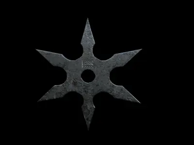 Surikens metal star Low-poly 3D model