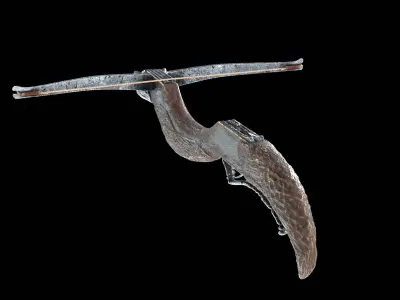 Medieval crossbow with metal wolf head 3D model