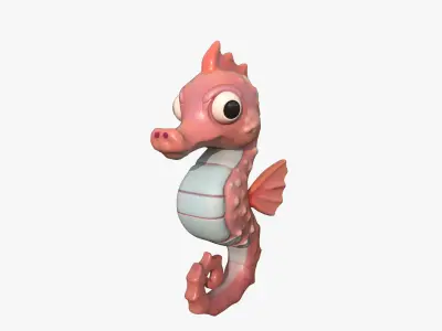Cartoon Seahorse Low-poly 3D model buy