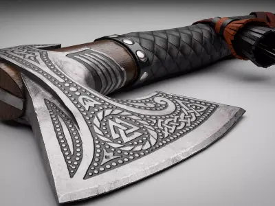Viking Battle Axe Low-poly 3D model Low-poly 3D model