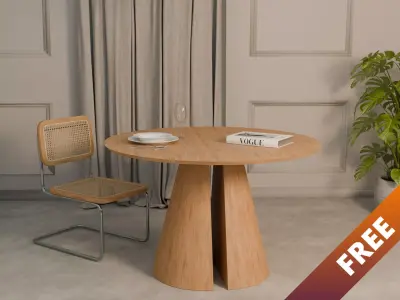 Round Wooden Table  Free low-poly 3D model