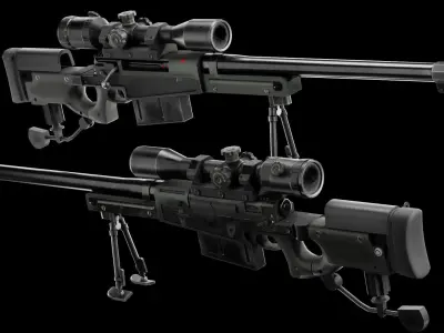  Low Poly AW50 Snipe Rifle Low-poly 3D model
