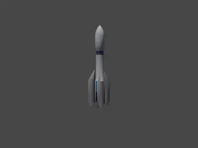 ROCKET WITH FUEL TANKS Low-poly 3D model
