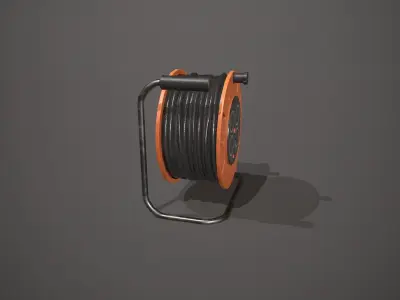 Black and Orange Extension Cable Low-poly 3D model