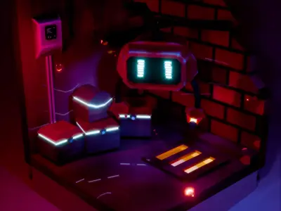 Hardsurface - Cute Robot Low-poly 3D model