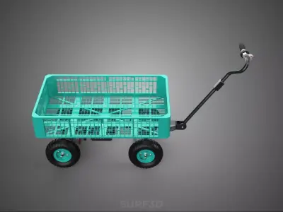 SMART BATTERY POWERED UTILITY HAND CART TROLLEY RACK CRATE TRAY 3D model