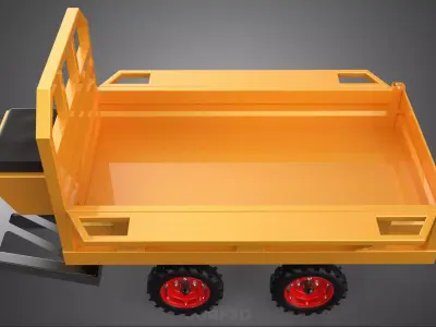 TANDEM AXLE TRAILER TRACTOR CART CARGO LOAD BED TROLLEY CAR DUMP 3D model