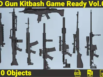 3D Gun Kitbash Game Ready Vol 02 3D model