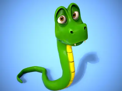 Cartoon Snake Low-poly 3D model