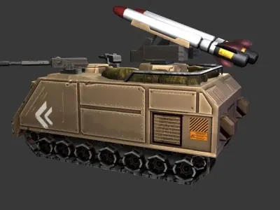 Low Poly Tank armored vehicle with missile Free low-poly 3D model