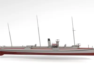 Simple  model torpedo gunboat Dragonne 1885 - French Navy 3D model