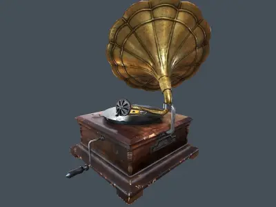 Vintage Gramophone Animated Low-poly 3D model