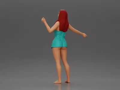 woman wearing a wet shirt moving with her arms in motion 3D print model