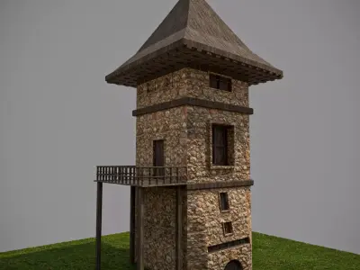 medieval castle asset Free low-poly 3D model