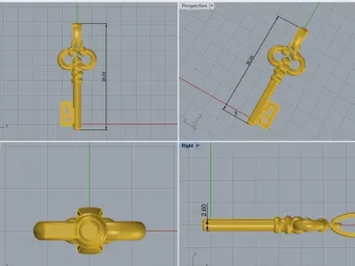 Key 3D model 3D print model